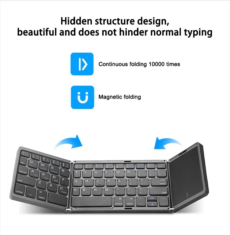 B089T Foldable BT Keyboard with Touchpad Numeric Keypad Travel Key Board for Windows Android Tablet Mini Bt Wireless Keyboard