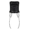 Women's Punk Style Sexy Club Short Solid Color Woven PU Leather Grommet Lacing Hollow Eco-Friendly Anti-Pilling Collarless Tank