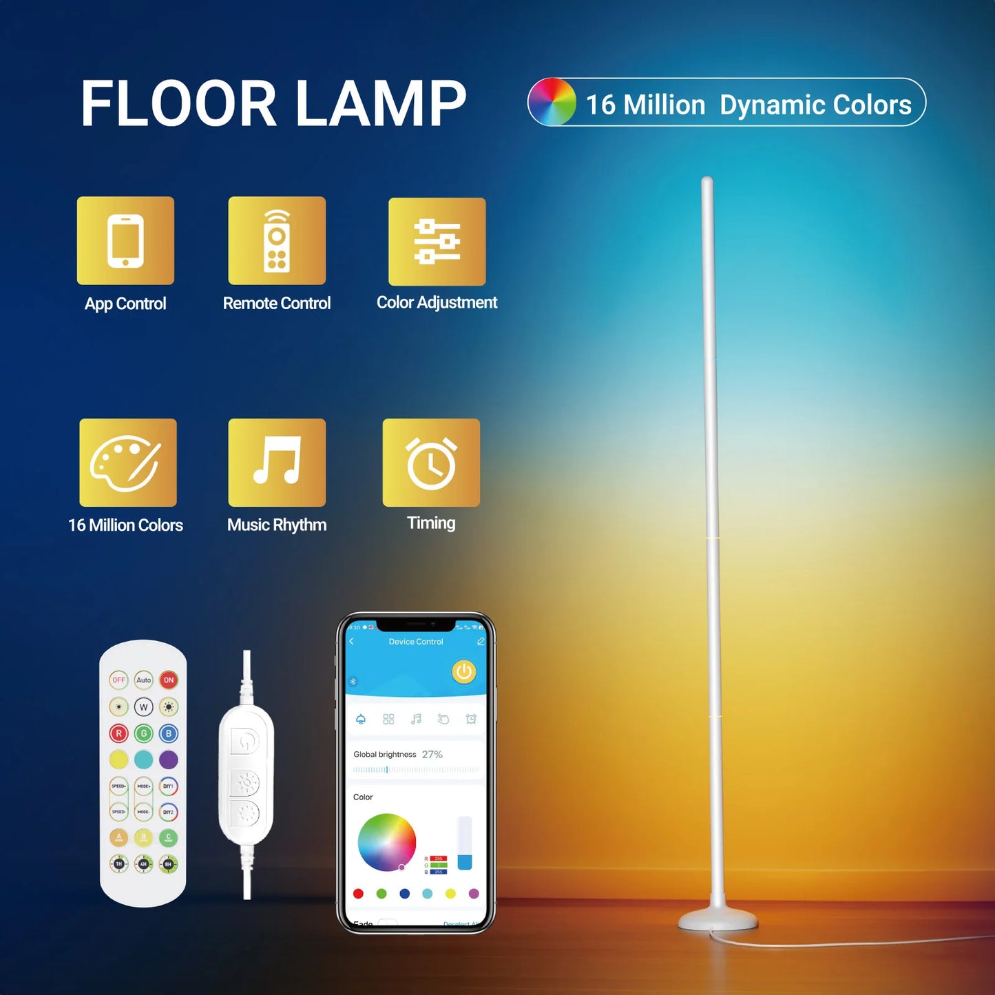 RGBIC Built-in with Segmented Splicing, 5V Low Voltage 10W Energy-Saving, Design for Modern Home Floor Ambient Lighting