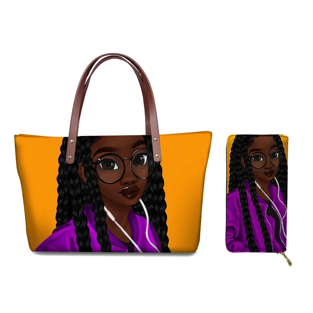 Top Seller Cheap Price Customize Design 2 Pcs Set African Print Women Shoulder Bag Handbag Fancy Beach Handbags for Women Luxury