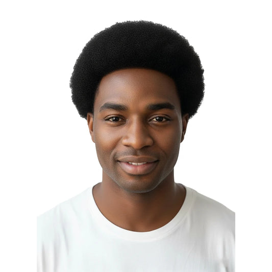 Premium 100%  Human Hair Systems Toupees for Men-Afro Kinky Curly with PU Base Natural Hairline | Wholesale Available