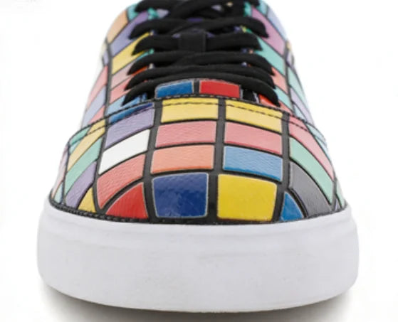 2027 NEW KJ Girls Casual Canvas Sneakers, Black White Cabana Color