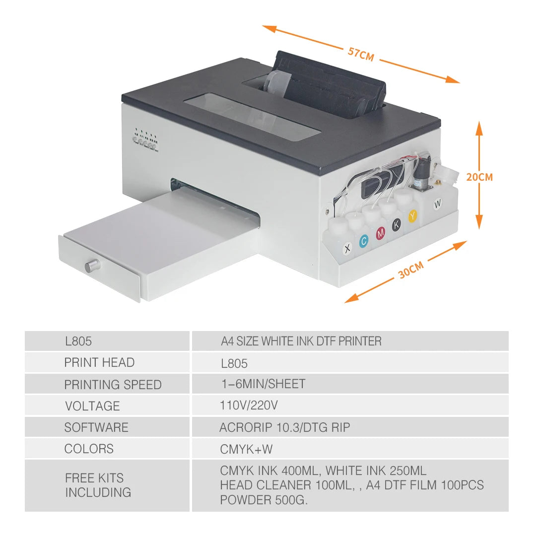 Latest Technology Auplex A4 White Ink DTF Printer and Oven  All in One for Tshirt