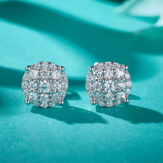 D Color VVS Moissanite Lab Diamond 925 Sterling Silver Fine Stud Earrings Iced Out Vintage Style for Men and Women
