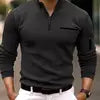 Men Fashion Long Sleeve Zipper Polo Shirt Spring Autumn New 3D Digital Print Sport Tops Polo Shirt for Men