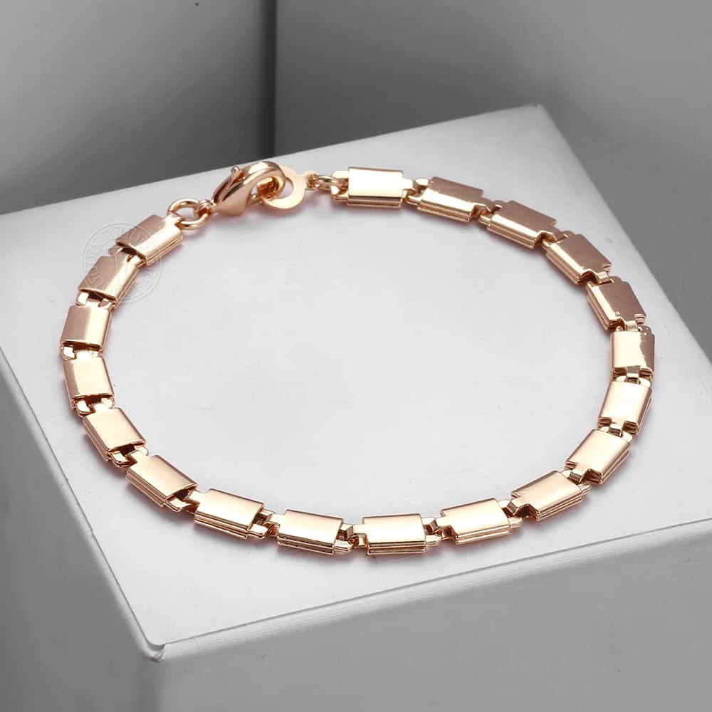 585 Rose Gold Color Bracelets For Women Light Marina Stick Chain Bracelet Woman Jewelry Fashion Valentine's Day Gifts 5mm  CB10