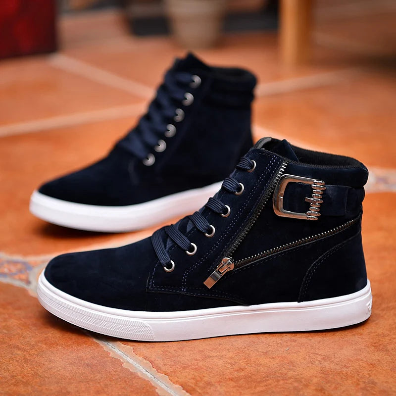 2025 Zapatos Altos RTS High Quality Hot-Selling Big Size Custom Design Men High Top Shoes Lace up Black Shoes