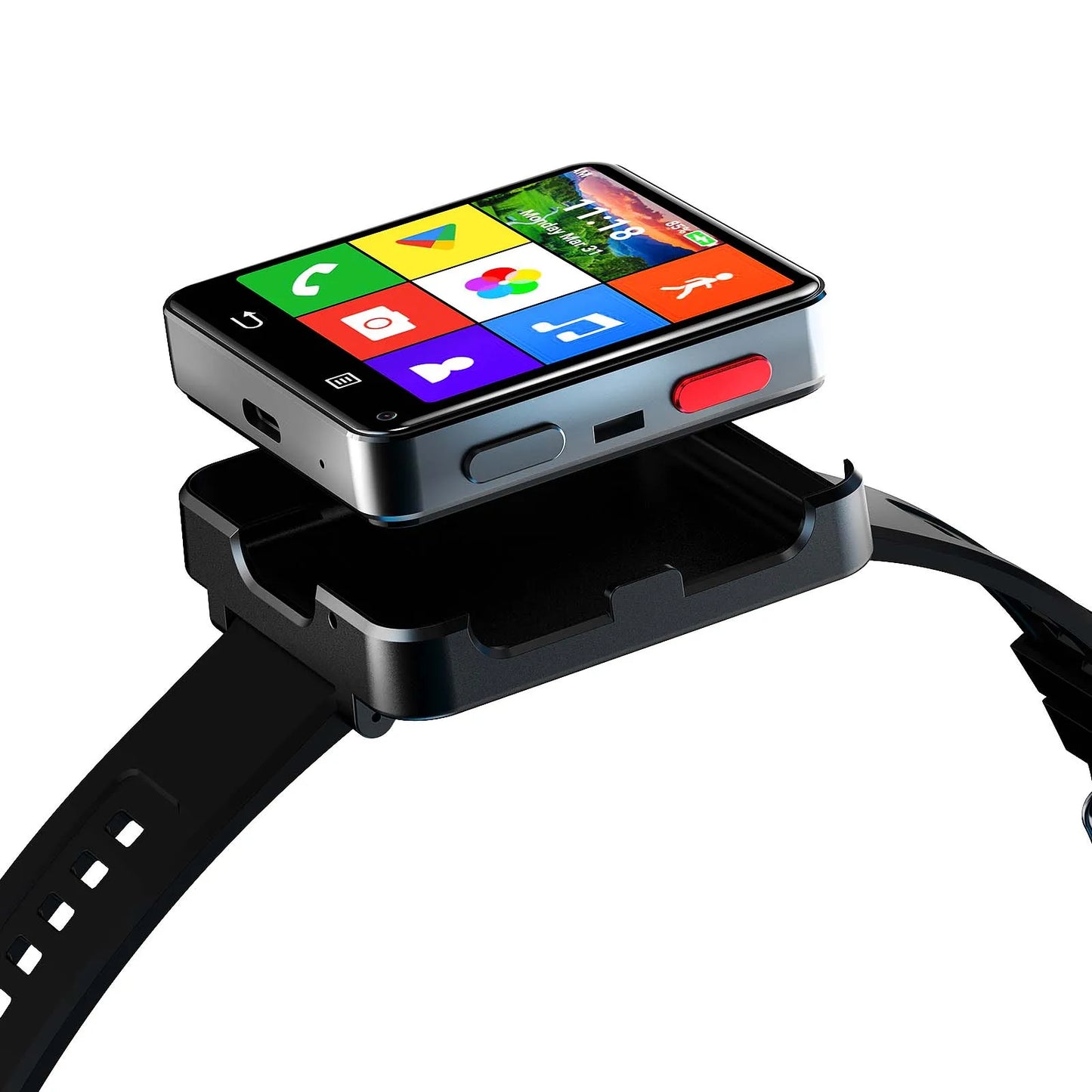 Android 11.0 Mobile Phone Watch 64GB Large Screen 800W Dual HD Camera PGD Watch Q668 Facebook WhatsApp Youtube Battery 1200mah