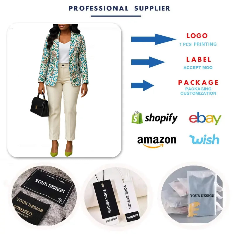 D603 Trendy Ladies Suits Office Wear Blazer Set for Women Printed Blazer and Pants Set Two Piece Business Suits Set for Women