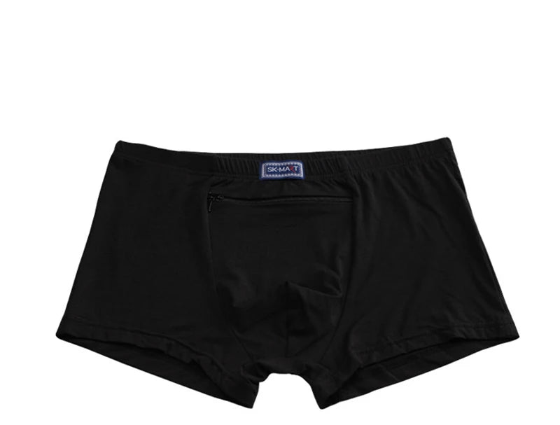 Plus Size 7XL Men's Theft-Proof Underwear Front Double Zipper Pocket Men Panties Modal Comfortable Breathable Sexy Boxer Shorts