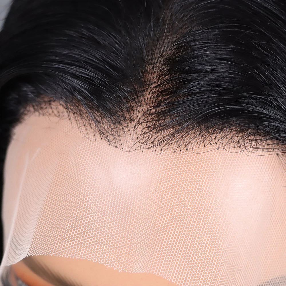 Natural Human Bob Wig Pre Plucked Baby Hair 180% Density Short Front Transparent for Natural Black Women Straight Bob Frontal