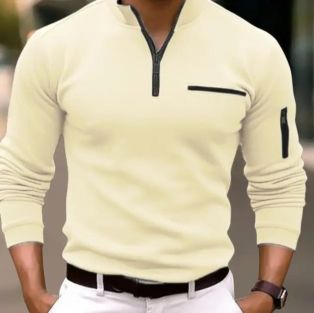 Men Fashion Long Sleeve Zipper Polo Shirt Spring Autumn New 3D Digital Print Sport Tops Polo Shirt for Men