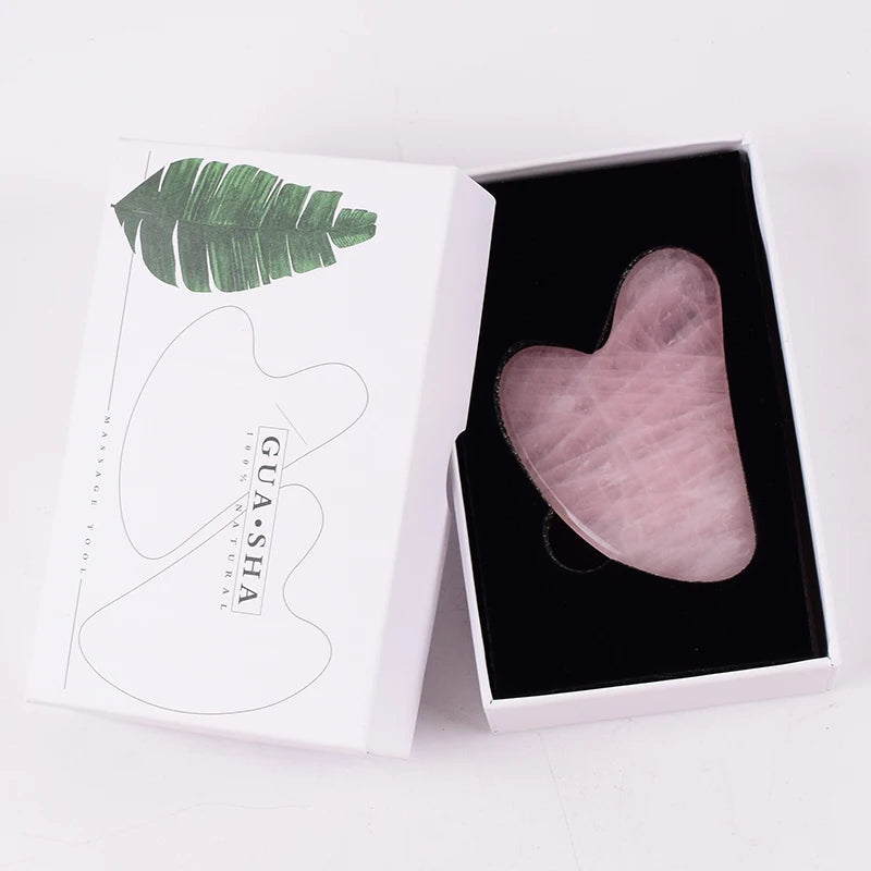 Face Care Massage Roller Natural Rose Quartz Gua Sha Tool Health Skin Acupuncture Massager Neck Slimming Anti Wrinkle Cellulite
