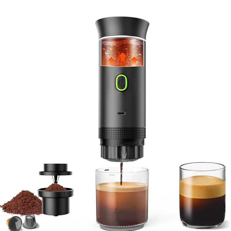 Small MOQ Customized Logo Electric Espresso Machine Travel Portable Grounds Coffee Maker Typed-C Home Outdoor Coffee Machine