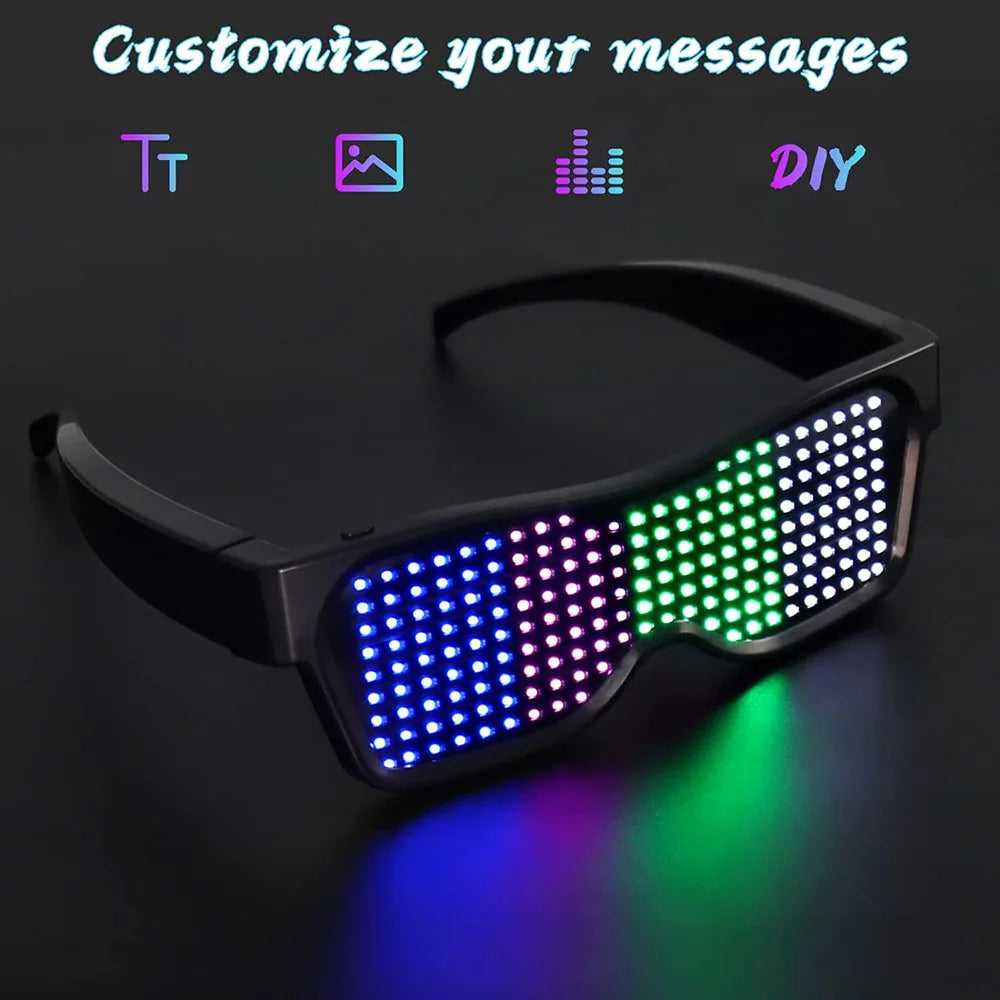 Smart Sunglasses LED Rechargeable App Bluetooth Programmable Flashing Light Glasses Party Sunglasses LED Glasses
