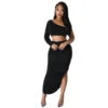 Liu Ming Summer New Arrivals Women Clothing One Shoulder Sleeve Tops Sexy Tight Pleated Irregular Skirt Set