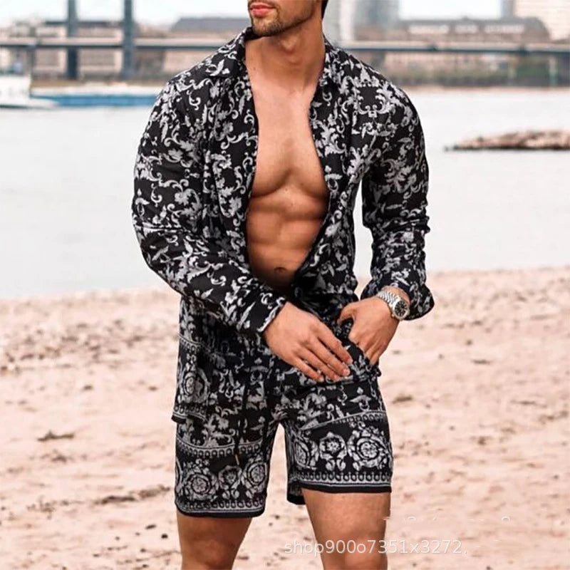 New Fashion Summer Shorts Tracksuit Men's Suit Active Wear 2 Piece Short Set Custom logo Blank Cotton Shorts Set Men