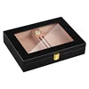 Cigar Humidor Luxury Tempered Glass Top Display Custom Packaging Wood Humidor Cigar Tobacco Case Box With Hygrometer