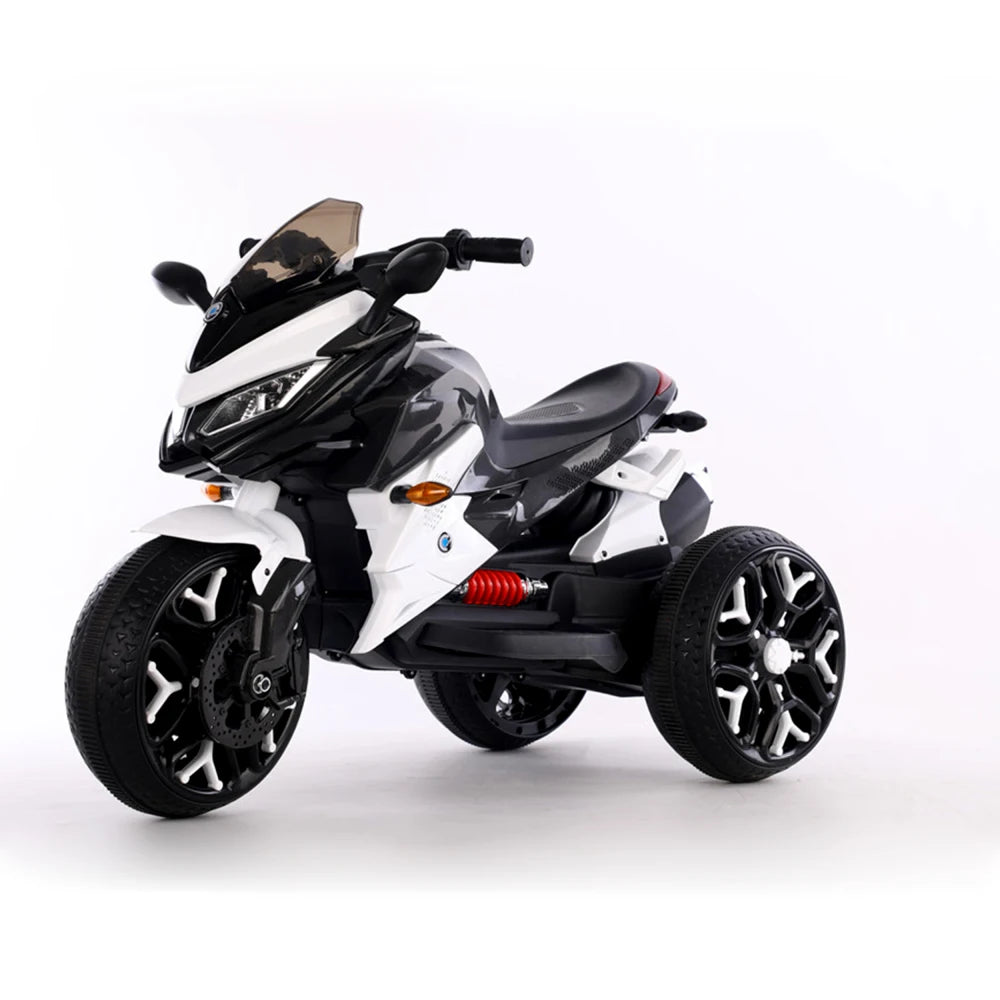 Ride-On Scooter 3-Wheels Battery Powered Motorbike Rechargeable Manual Throttle Drive by Hand Lighting Wheels Kids Motorcycle