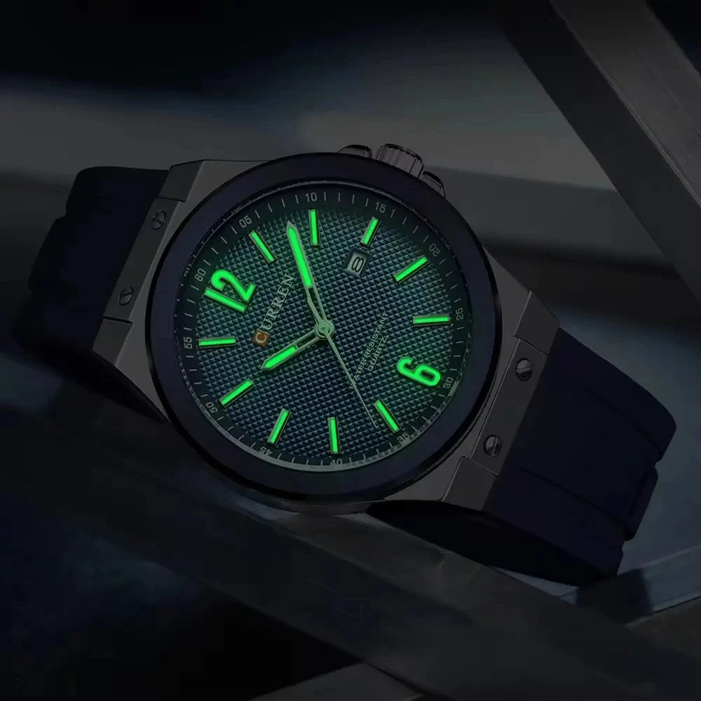 CURREN 8467 Male Luminous Night Light Japan Quartz Men Fashion Watch Waterproof Wristwatches Sports Silicone Strap Durable Clock