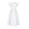 Plus Size Summer Fashionable and Elegant Solid Color Ruffle Edge Banquet Mid Length Large Swing Dress Plus Size Women'S Dress