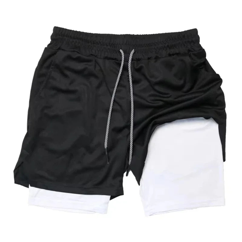 Men's 2-in-1 Camo Quick Dry Yoga and Running Shorts Compression Inner Layer Gym Fitness Jogging Pants