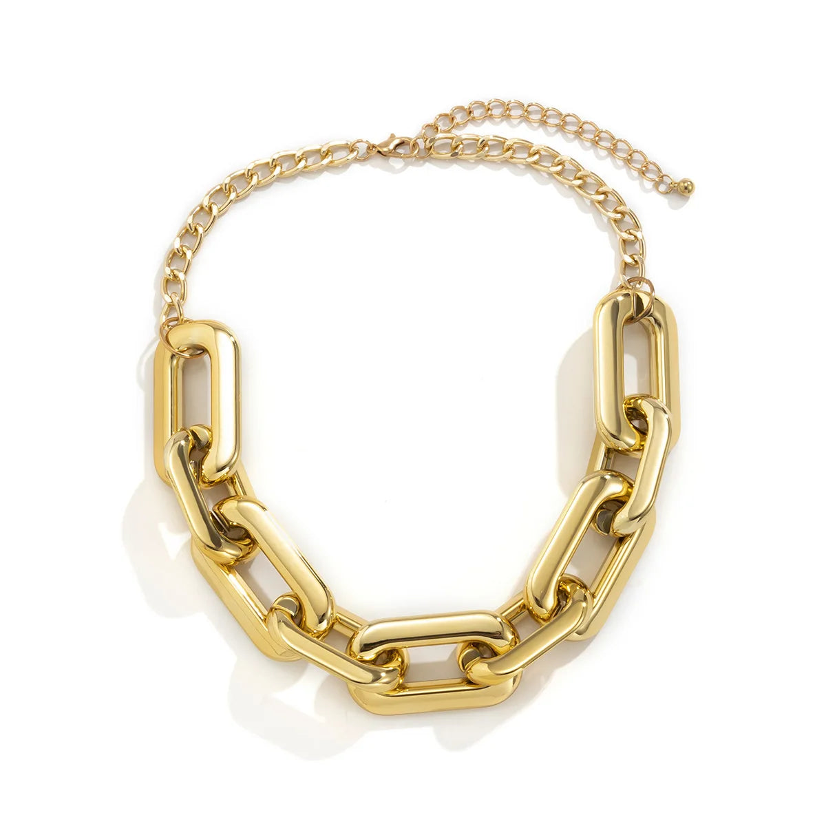 Hip Hop Simple Punk Style Square Thick Necklace Women's Retro Gold Color Metal Clavicle Necklaces Men's Charm Fashion Jewelry
