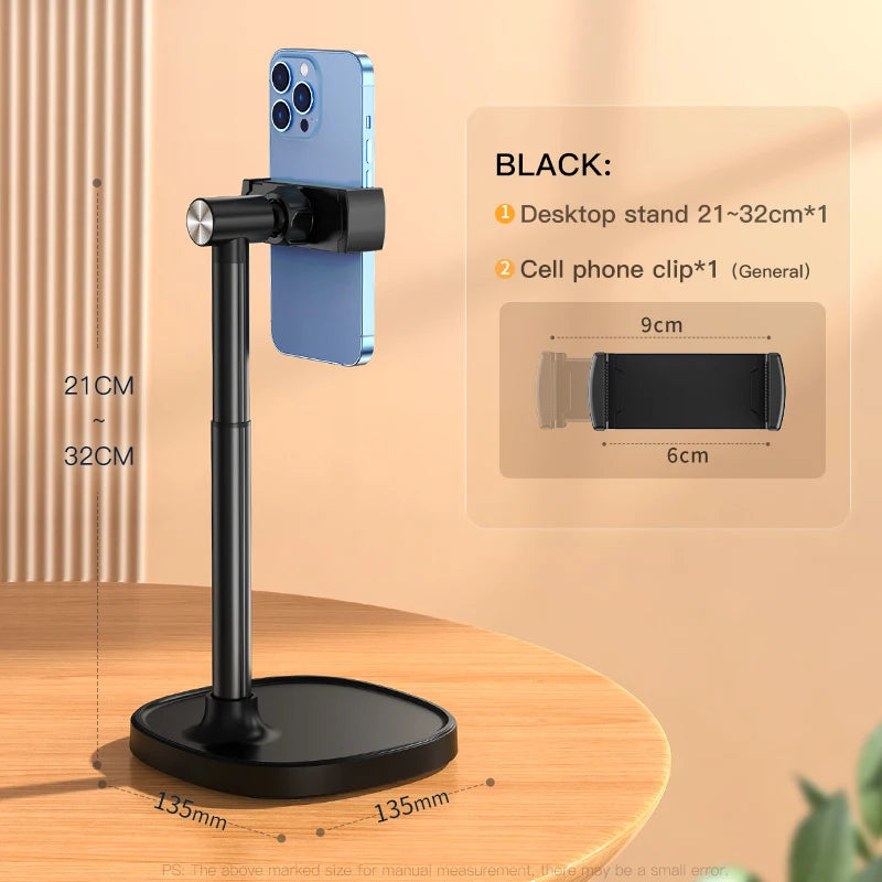 OULAIKE X66 Cell Phone Stand Mount for Desk Adjustable Height Angle Phone Holder 360 Degree Rotating Desktop Phone Stand