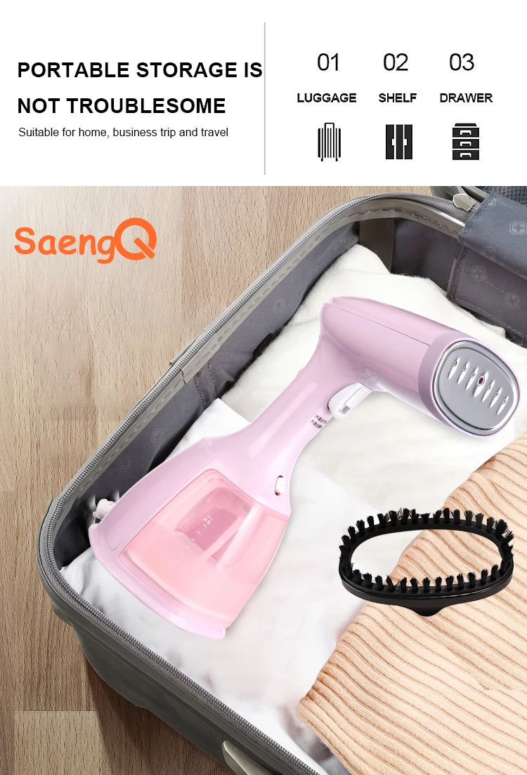 saengQ Steam Iron Garment Steamer Handheld Fabric 1500W Travel Vertical 350ml Mini Portable  Home Travelling For Clothes Ironing