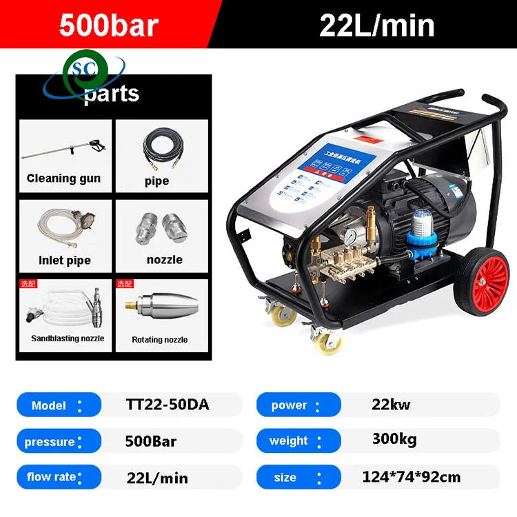 380V High Pressure Cold Water Cleaning Jet Cleaner 250-800bar Electric Washing Machine New Condition for Car Wash Shops