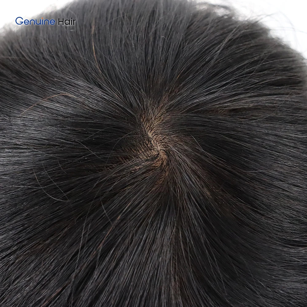 Unnoticeable Silk Base Men's Toupee 100% Remy Human Hair Prosthesis Natural Hairline Thin Skin Durable Wig for Asian Men