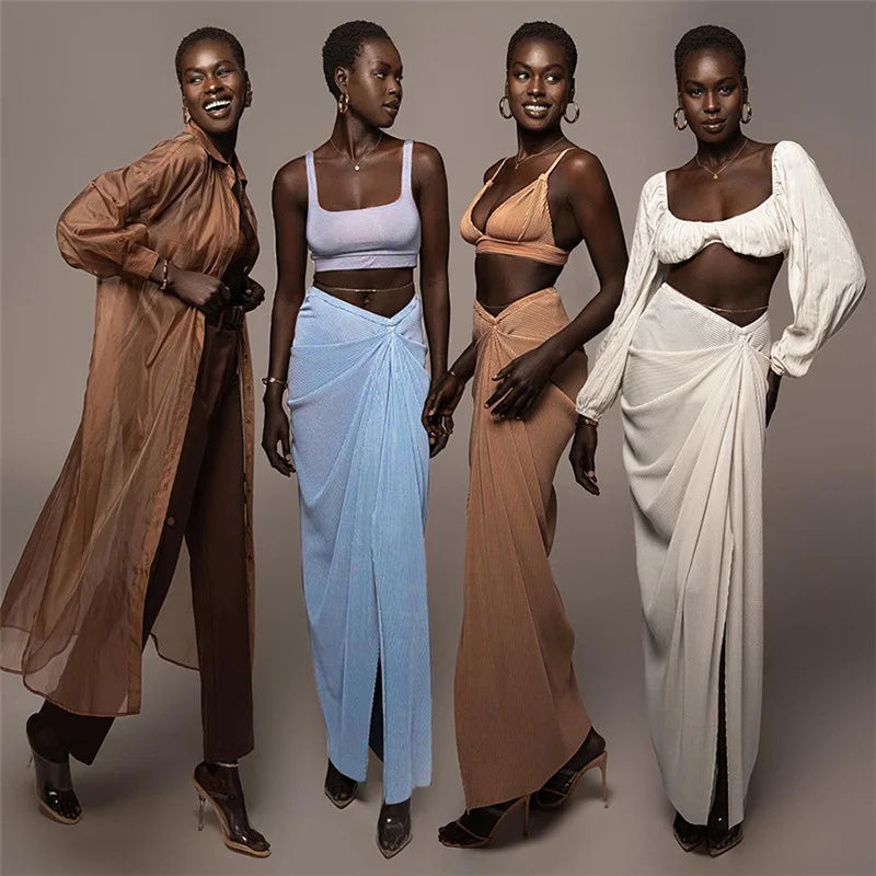 WY8334 2022 Wholesale Solid Women Fashion Skirts High Waist Side Split Maxi Skirt Dress Club Wear