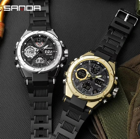 SANDA 6008 Hot Selling Fashion Casual Sport Silicone Strap Watch Digital Quartz Wristwatch Gift Couple Watches for Men and Women