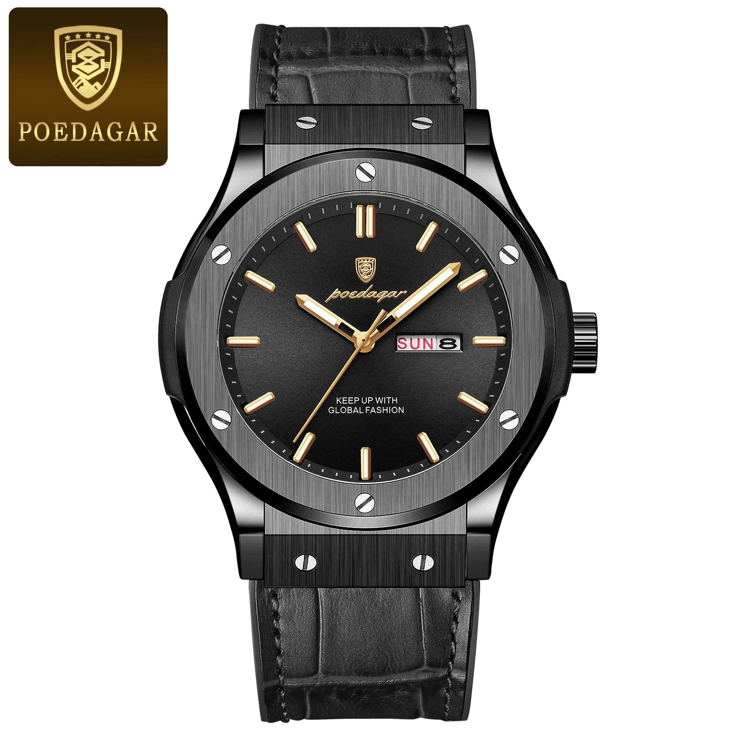 POEDAGAR 952 Brand Name Popular Man Quartz Watch clear Silicone Strap Waterproofing Week Display Simple Business Watch Supplier