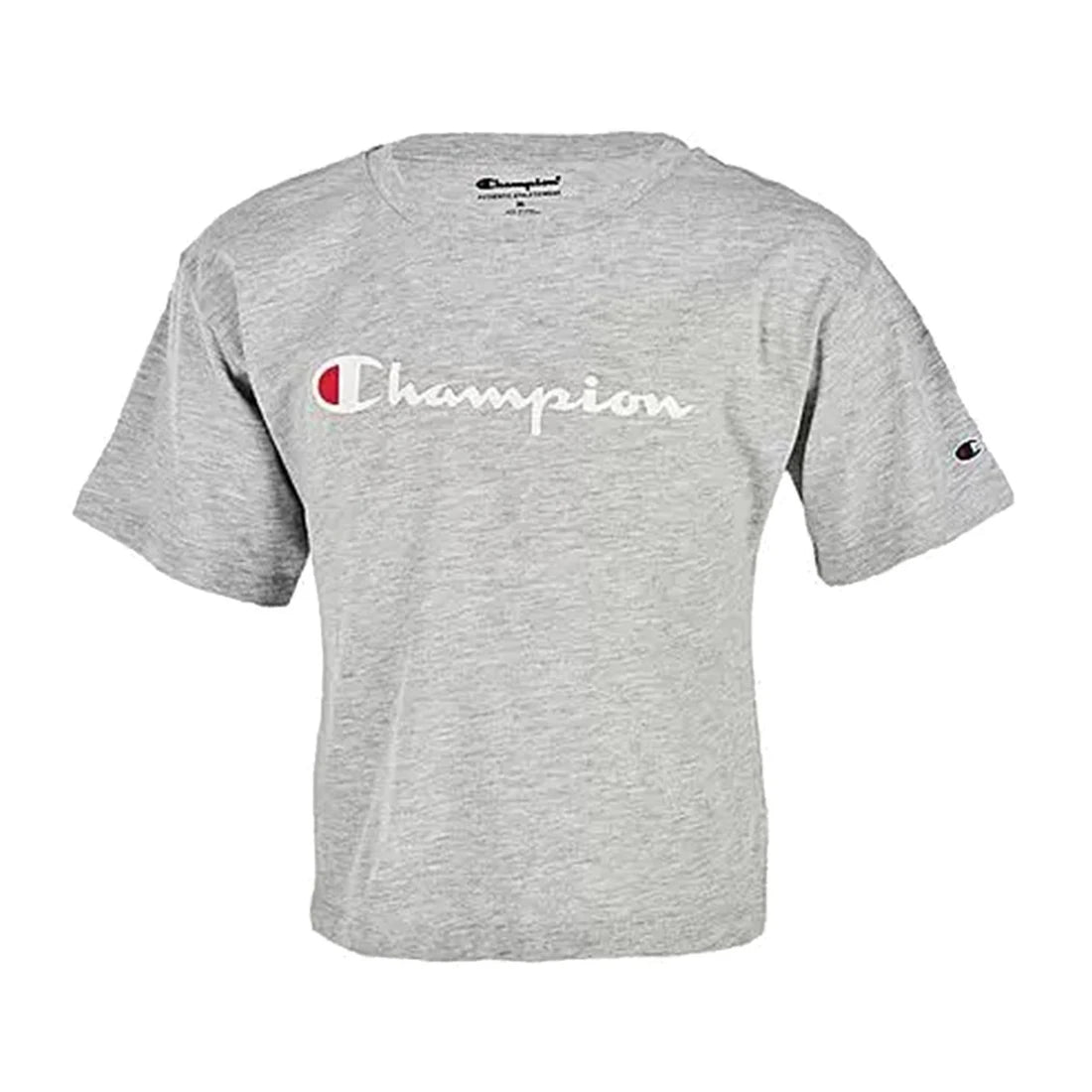 Champion Boxy Script Girls Active Shirts & Tees Color: Grey/White  100% Authentic