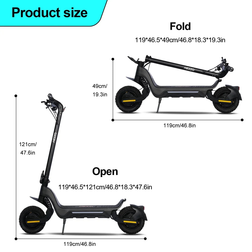 HEZZO F5 Foldable 23Ah HEZZO 10" Escooter Free Shipping EU US Warehouse 48V 1600W Dual Motors Offroad Electric Scooter