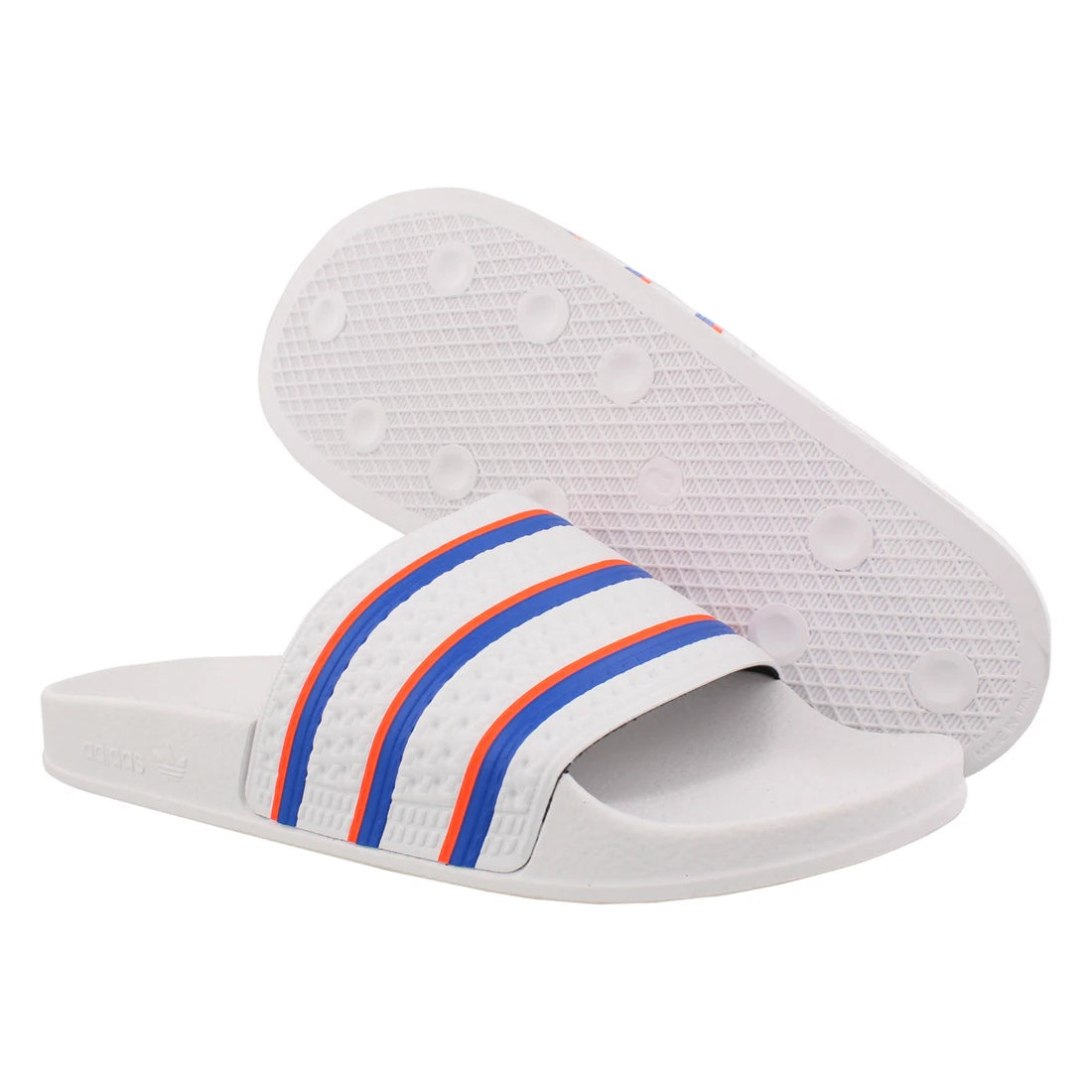 For Adilette Men's Open Toe Sandals Cloud White Blue Solar Red Striped Slip-On Summer EVA Outsole