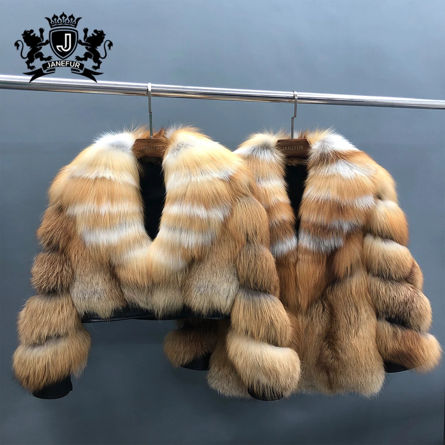 Janefur Fashion Warm Winter Full Pelt Red Fox Jacket for Women Thicken High Quality Genuine Real Fur Women Coat Red Fox Coat