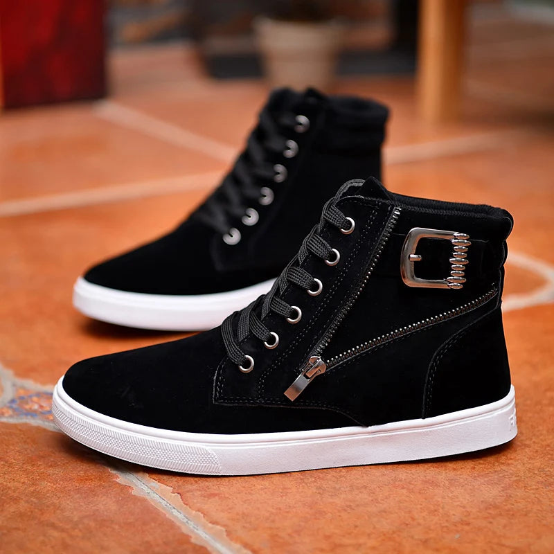 2025 Zapatos Altos RTS High Quality Hot-Selling Big Size Custom Design Men High Top Shoes Lace up Black Shoes