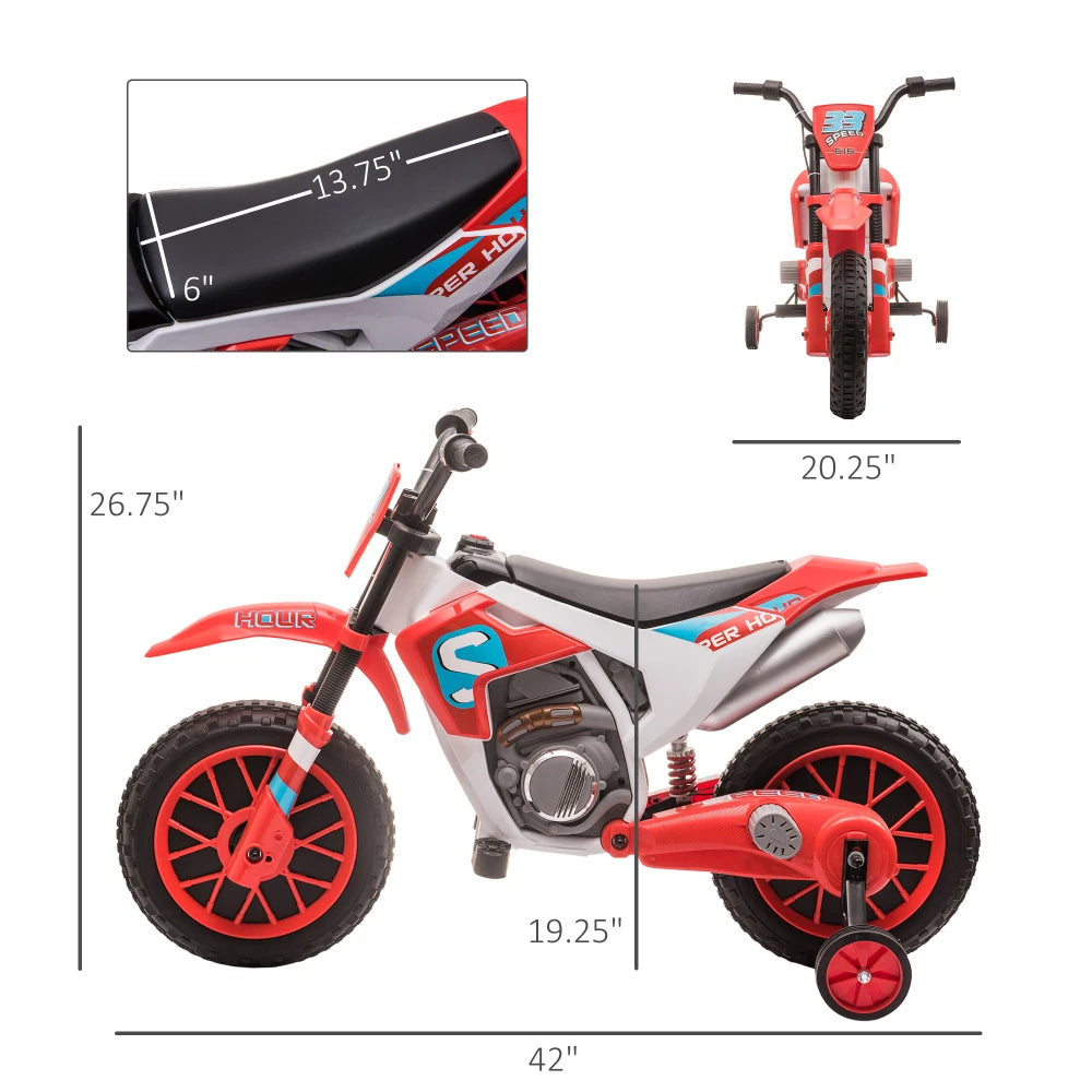 12V Kids Electric Scooter Battery Powered with Training Wheels Rear Wheel Drive 45 Mins Playtime Kids Electric Dirt Bike for 3-5