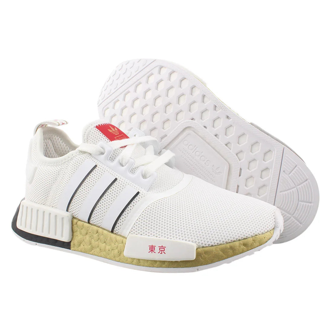 For NMD_R1 Men's Running Shoes White/Gold/Black Color Scheme | 100% Authentic Made in Vietnam