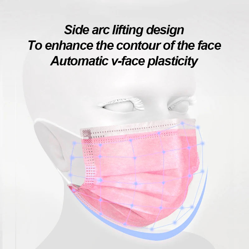 In Stock 10/50PCS Mask Disposable Face Mask Black Nonwove 3 Layers Mouth Mask Filter Anti Dust Breathable Protective Adult Masks