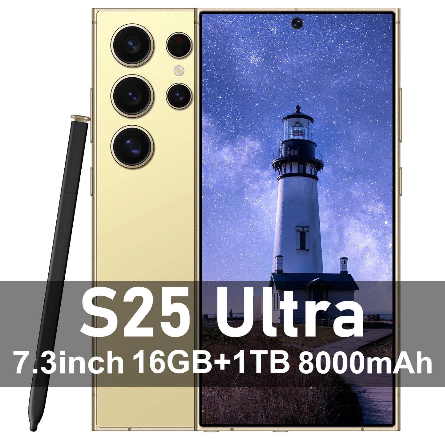 S25 Ultra Android 14 Smartphone 7.3 Inch HD 16GB RAM 1TB ROM 5G Dual SIM Deca Core Global Version Smart Cell Phone