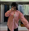 2026 Summer New Fashionable Casual Long Sleeve Striped Satin Women's Shirt, Suitable for Daily Wear, Spring and Autumn XXL Size
