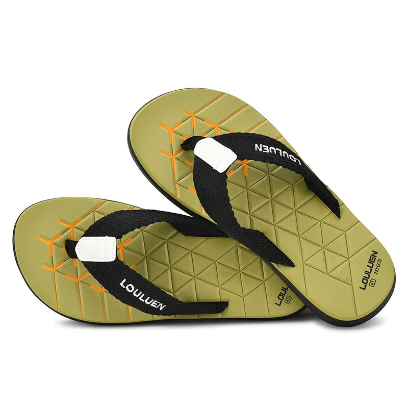 Sandals Men Beach slippers Shoes Outdoor Non-slip Slippers Striped Color Matching Beach Leisure Flip-flops Mens Slides Slipper
