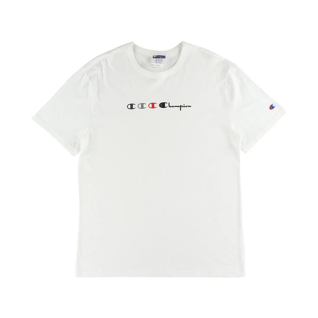 Champion Triple Logo Script Mens Active Shirts & Tees Color: White/White | 100% Authentic