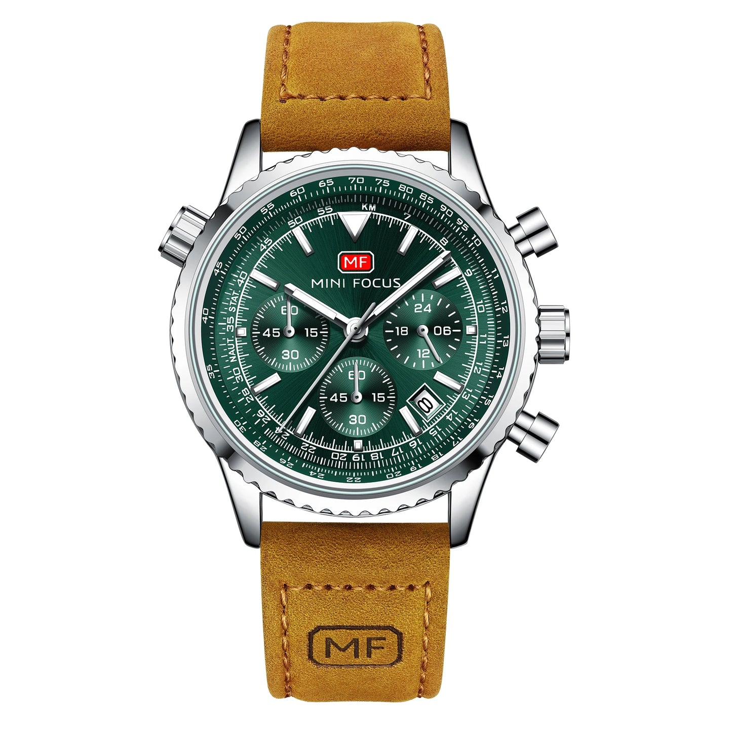 2025 New MINI FOCUS MF0463G Luxury Men Quartz Watches Genuine Leather Strap Chronograph Calendar Waterproof Wrist Watch