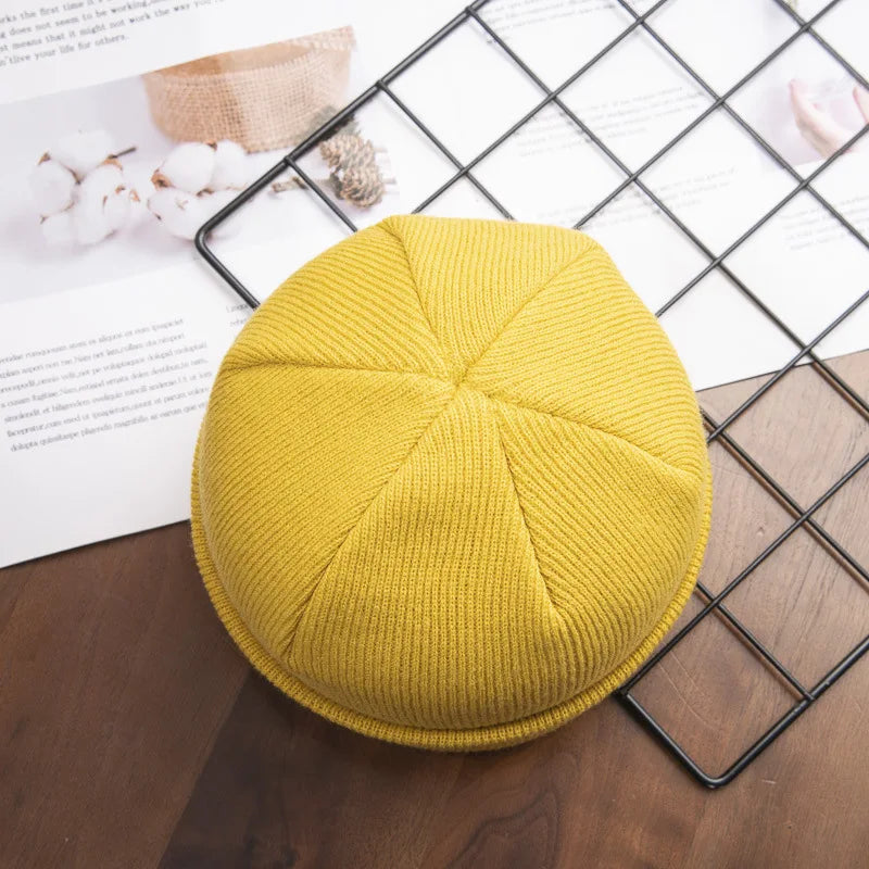 Custom Patch Toque Men Women Knitted Winter Beanie Hats with Woven Label Colorful Acrylic Beanies