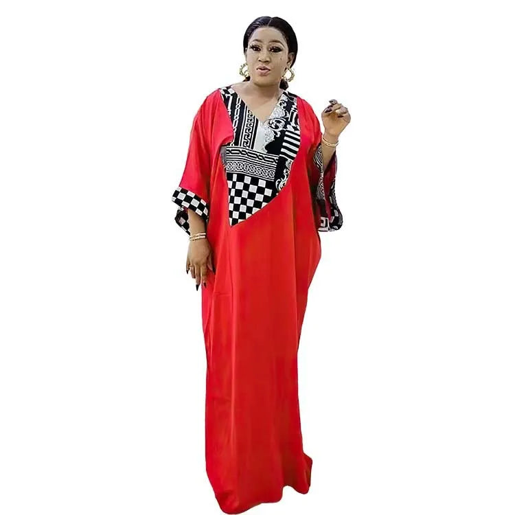 8646 Middle East Muslim Casual Loose Printed Plus Size Elegant Long Dress Women Islamic Clothing
