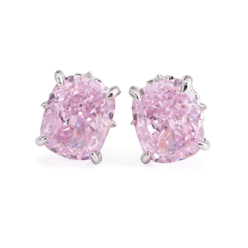 18K Gold Plated High-Carbon Diamond CZ 925 Silver Oval Stud Earrings Classic for Anniversaries Featuring Ice Crushed Cubic